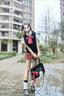 閃動少女（SHANDONGSHAONV）JK制服jk日系校供學生馬甲疊穿格裙毛衣背心套裝學院風針織衫上衣 v湖藍背心+長袖+璃海+粉波點領(lǐng)結(jié) XS 曬單實拍圖