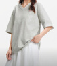 森馬（Semir）短袖T恤女中長(zhǎng)款V領(lǐng)蕾絲繡花2025夏新款oversize純棉上衣氣質(zhì) 淺花灰00235 M 曬單實(shí)拍圖