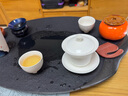 茶錦記干泡烏金石茶盤整塊圓形茶臺小號功夫茶具茶海套裝黑金石茶托荷葉 60*40*3橢圓單茶盤 曬單實拍圖