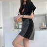 DGOV2026 梨形身材穿搭牛仔短裙女夏季新款高腰遮胯顯瘦a字半身裙 黑灰色（zt） S 【90-100斤】 曬單實(shí)拍圖