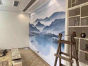 中式意境山水電視背景墻壁畫沙發(fā)影視墻紙壁布裝飾自粘3d立體墻貼 款式1（尺寸定制） 藝術(shù)油畫布/平方 曬單實(shí)拍圖