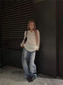 ICH MODE美式長(zhǎng)袖T恤女2025新款防曬休閑上衣寬松設(shè)計(jì)感鏤空罩衫男 白色 M 曬單實(shí)拍圖