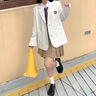 綴櫻2025春秋原創(chuàng)學(xué)院風(fēng)甜美小個子百搭西裝jk外套獨(dú)特的貼布紐扣設(shè)計(jì) 乳白色（無徽章） S 曬單實(shí)拍圖