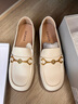 森達樂(lè )福鞋女秋冬新款商場(chǎng)同款真皮馬銜扣一腳蹬單鞋小皮鞋SXG01AA4 米白 38 曬單實(shí)拍圖