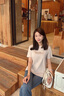 MaxMara 2025春夏女裝棉質(zhì)圓領(lǐng)短袖T恤9971015106& 米色 S 曬單實(shí)拍圖