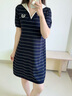 玖姿·安娜蔻復(fù)古學(xué)院風(fēng)減齡海軍領(lǐng)條紋針織連衣裙女2025夏季新款 條丈青 M 曬單實(shí)拍圖