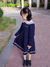 MQDMINI童裝女童連衣裙女孩校服裙學(xué)院風(fēng)時(shí)尚海軍領(lǐng)連衣裙 藤校菁英 曬單實(shí)拍圖