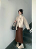 棉致2025春裝搭配一整套女鹽系小香風韓劇穿搭衣服兩件套裝女連衣裙子 杏色外套+咖色半身裙【套裝】 L 建議110-125斤 曬單實拍圖