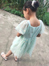 G.DUCKKIDS女童連衣裙春裝2024新款兒童洋氣裙子春秋小女孩公主裙蓬蓬紗裙夏 綠色 130cm(130cm) 適合(40-48斤) 曬單實(shí)拍圖