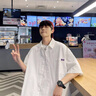 洛科馳夏季日系短袖襯衫套裝男生衣服三件套搭配港風(fēng)帥氣潮牌穿搭一整套 【三件套】白色+純棉短T白+淺藍(lán) XL 曬單實(shí)拍圖