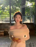 LPOX欲小心ji一字肩針織打底衫女秋冬季加厚毛衣設(shè)計(jì)感長袖別致上衣 一字肩毛衣-奶杏色[] 厚款 S 建議75-90斤 曬單實(shí)拍圖