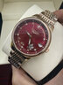 瑞士品牌女士手表自動(dòng)機械表2026新款十大名牌防水夜光真鉆女表 升級版皮帶款酒紅色+原裝表帶 曬單實(shí)拍圖