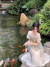 莫代爾新中式輕國風改良版漢服連衣仙女2025夏季超仙氣茶歇法式小個子裙 漸變綠 M 曬單實拍圖