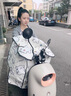 映火 電動車擋風(fēng)被夏季防曬遮陽罩電瓶摩托車防水防雨防風(fēng)罩夏天通用 米色彩虹兔 防曬隔熱 曬單實拍圖