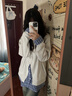 LDBE美式復(fù)古學(xué)院風(fēng)polo假兩件衛(wèi)衣女春季2025新款寬松韓系長(zhǎng)袖上衣潮 白灰色 M 【95斤以內(nèi)】 曬單實(shí)拍圖