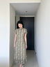 布符（Cloth Fu）布符2025年夏季新款S型長款旗袍經(jīng)典立領(lǐng)修身顯瘦氣質(zhì)中式女裝 黃格花影 L 曬單實(shí)拍圖