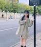 棉致風(fēng)衣外套女春季2025年新款春秋韓版休閑洋氣女士短外套上衣秋冬 豆綠色 2XL 【建議131-145斤】 曬單實拍圖