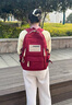 歐倫馳（OULUNCHI）高檔減負護脊書包男女同款大容量高中初中生背包女學(xué)生雙肩包 酒紅+鴨子掛件 大號【初高中】 曬單實拍圖
