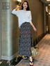 美洋（MEIYANG）繁花半身裙 法式優(yōu)雅度假風(fēng)碎花高腰中長(cháng)款A字長(cháng)裙夏季新品裙子女 黑色（加長(cháng)版） L 曬單實(shí)拍圖