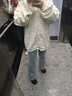 DAVEY MODE連帽衛(wèi)衣女秋早春2025新款慵懶風(fēng)美式碎花韓版寬松拉鏈開衫外套女 米杏色【加絨】 加絨 M 【建議100斤內(nèi)】 曬單實(shí)拍圖