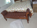 美式實(shí)木床尾凳歐式真皮床前凳臥室腳凳真皮床榻床前凳 曬單實(shí)拍圖