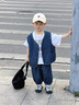 G.DUCKKIDS小黃鴨童裝男童夏季套裝2025新款兒童夏裝寶寶小童衣服男孩三件套 藍色牛仔馬甲3件套 100 (建議90-98cm 2-3周歲） 曬單實拍圖