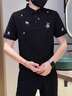 積繆巨帥氣刺繡青年polo衫男生痞帥修身翻領(lǐng)短袖t恤男士夏季高端半袖 黑色 L 曬單實(shí)拍圖