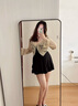 微光里大碼泳衣女2025新款微胖女孩遮肉保守顯瘦胖mm長袖罩衫泡溫泉 黑色裙子+米杏罩衫 均碼 【建議100-160斤】 曬單實(shí)拍圖