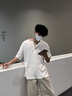 牧唯韓系風(fēng)亨利領(lǐng)短袖男t恤夏季休閑寬松肌理上衣純色高級(jí)慵懶感體恤 白色 XL [建議125-145斤] 曬單實(shí)拍圖
