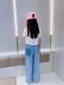 小豬彼特女童夏季牛仔褲套裝2025新款網(wǎng)紅洋氣兒童初中生夏裝短袖闊腿大童 15013淺藍(lán)色【天絲款】 120 cm 曬單實(shí)拍圖