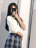 樂卡利收腰jk襯衫彈力白襯衣學院風短長袖上衣通勤工作西裝內(nèi)搭打底大胸 jk收腰襯衫【長袖】 S 曬單實拍圖