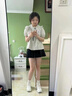 DALEY MODE學(xué)院風(fēng)條紋荷葉邊泡泡袖襯衫女早秋甜美設(shè)計感小個子顯瘦短款上衣 條紋襯衫 (領(lǐng)結(jié)) M 曬單實拍圖