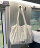 滕閣廂 包包女包單肩包女托特包大容量夏季褶皺甜美時(shí)尚波點(diǎn)慵懶風(fēng)布包 波點(diǎn)白色 曬單實(shí)拍圖