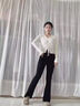 貞喜氣黑色喇叭褲女春秋2025新款高腰顯瘦小個子開叉修身西裝馬蹄微喇褲 黑色 開叉常規(guī)款 M 【95-105斤】 曬單實拍圖