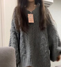 DXOT2025V領(lǐng)燈籠袖灰色毛衣女寬松外穿針織衫慵懶風(fēng)秋冬新款加厚韓系 灰色 M 建議95-110斤 曬單實(shí)拍圖