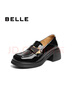 百麗（Belle）舒適樂(lè )福鞋女2025春新商場(chǎng)同款通勤百搭鞋D7E1DAA5 黑色-跟高6CM 37 (235mm) 曬單實(shí)拍圖