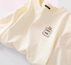 名創(chuàng)優(yōu)品（MINISO）純棉長袖t恤女2025新款爆款春秋奶白色打底衫上衣休閑寬松體恤衫 奶白色(熊仔口袋胸標) L 165 (顯瘦 遮肚子) 曬單實拍圖