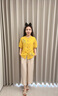 俞兆林（YUZHAOLIN）母親節(jié)媽媽夏裝套裝2025新款洋氣衣服中老年女裝奶奶裝短袖T恤衫 黃色+米色闊腿褲 2XL （建議105-120斤） 曬單實拍圖