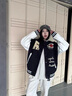 韓惠芷美式復古棒球服外套女2025春秋加絨學生寬松連帽百搭刺繡夾克女 A29藏青色春秋款 L 【建議100-125斤】 曬單實拍圖