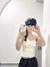 CleainKorte正品外擴吊帶內(nèi)衣女帶胸墊美背小胸顯大無痕聚攏漫畫文胸外穿背心 【短款】白色 M （70C杯/75A/75B） 曬單實拍圖
