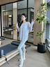 槿城瑜伽服運動(dòng)春秋季露肩寬松速干遮臀健身服專(zhuān)業(yè)跑步健身罩衫上衣潮 白色-T7890 L 曬單實(shí)拍圖