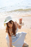 JIOESC波浪邊花朵編織草帽女夏季法式海邊度假太陽帽大帽檐遮陽防曬帽子 奶白色 56-58cm 曬單實拍圖