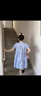 世希大碼女裝韓版寬松遮肚子連衣裙女夏季胖妹妹顯瘦減齡學院風中長裙 藍色 M [建議85-100斤] 曬單實拍圖