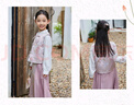 富羅迷女童馬面裙套裝春秋季小女孩新中式漢服兒童國風(fēng)裙子 粉色 160  曬單實(shí)拍圖