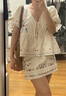 UR2025春季新款女裝波嬉風(fēng)V領(lǐng)刺繡系帶短袖開襟襯衫UYL250023 米白 S 曬單實(shí)拍圖