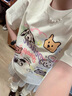 格宛瑪寬松短袖女新款2025年夏季潮流學(xué)生純棉T恤半袖上衣可愛百搭顯瘦 奶黃色狗狗印花短袖 M 【建議120斤內(nèi)】 曬單實(shí)拍圖
