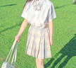 CEENIU2025夏新款jk制服套裝女百褶裙日系甜美學(xué)院風(fēng)高腰半身裙小個(gè)子 檸檬海鹽 （裙子+短袖襯衫+領(lǐng)結(jié)） M （95-110斤） 曬單實(shí)拍圖