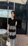 瑞秋兒連衣裙女夏季新款女裝韓版氣質(zhì)寬松遮肉顯瘦短袖休閑中長裙子夏天 黑拼灰 M 曬單實拍圖
