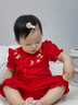 傳樂星女寶寶周歲禮服春夏服公主百日宴0-2周歲抓周衣服喜慶紅色套裝 夏季短袖單件衣褲-繁花蝶舞 常規(guī) 90 CM（20-24斤/12-24月） 曬單實拍圖