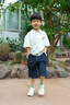 巴拉巴拉童裝兒童短袖POLO衫新中式套裝2025夏季新款男大童牛仔薄款兩件套 白藍(lán)色調(diào)00318 130 曬單實(shí)拍圖